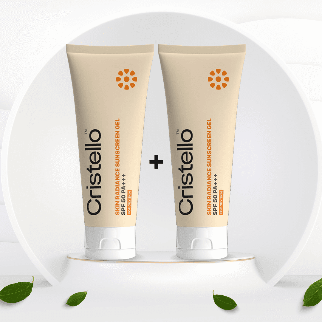 Cristello Combo Skin Radiance Sunscreen Gel SPF 50+ Light Weight | No White Cast | Broad Spectrum PA +++ | For Oily Skin