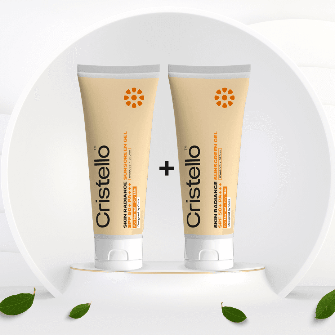 Cristello Combo Skin Radiance Sunscreen Gel SPF 50+ Light Weight No White Cast Broad Spectrum PA +++ For Oily Skin