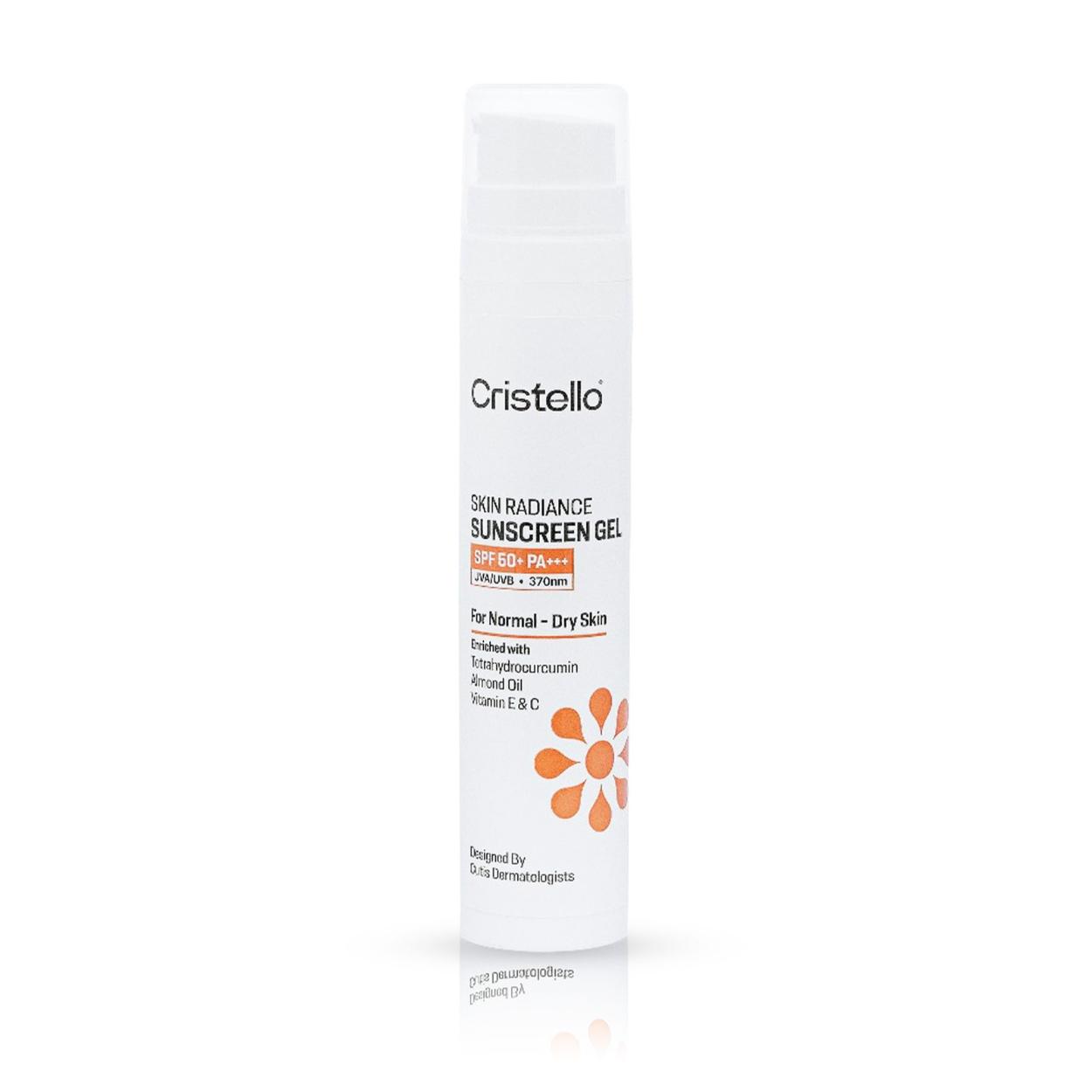 Cristello Skin Radiance Sunscreen Gel SPF 50+ Light Weight No White Cast Broad Spectrum PA +++ For Dry Skin